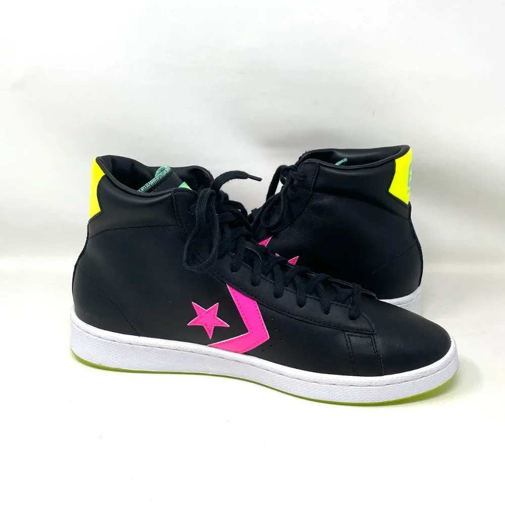 Converse Pro Leather Black Orange Yellow High Top Shoes Men's Sneakers 169651C - Picture 8 of 11